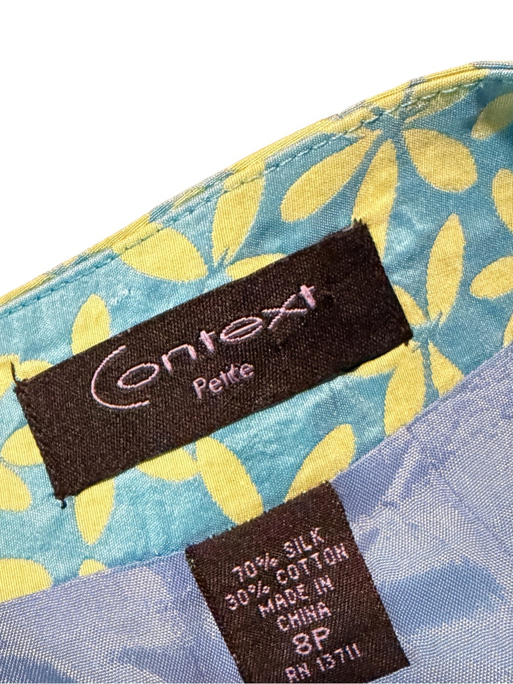 Vintage Context 90s Y2k Silk Blue and Green Floral Mini Skirt - Picture 3 of 4